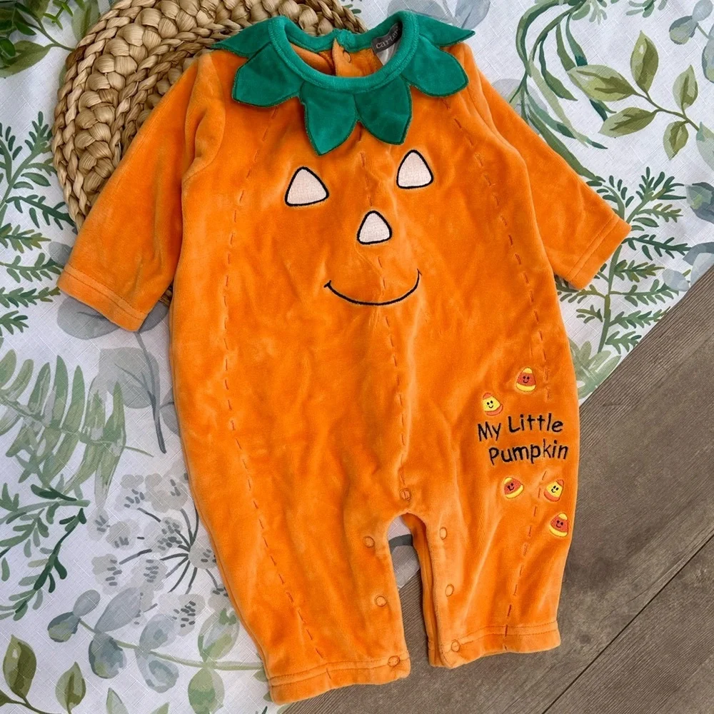 NEW Vintage Y2K Baby Halloween Costume Carter's Pumpkin Jumpsuit Costume 1 Piece - Picture 6 of 16